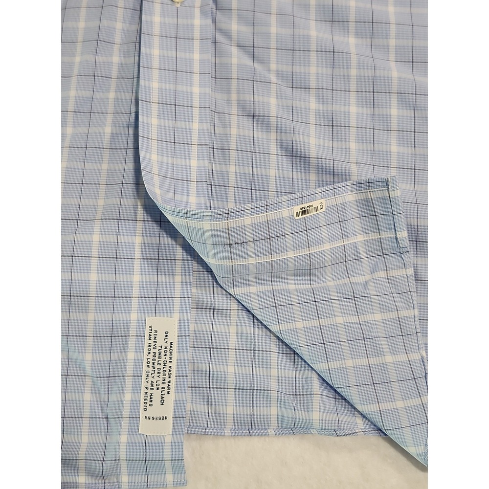 Brooks Brothers Shirt Mens 18-4/5 346 Slim Fit Blue Plaid Long Sleeve Button Up - Picture 5 of 9